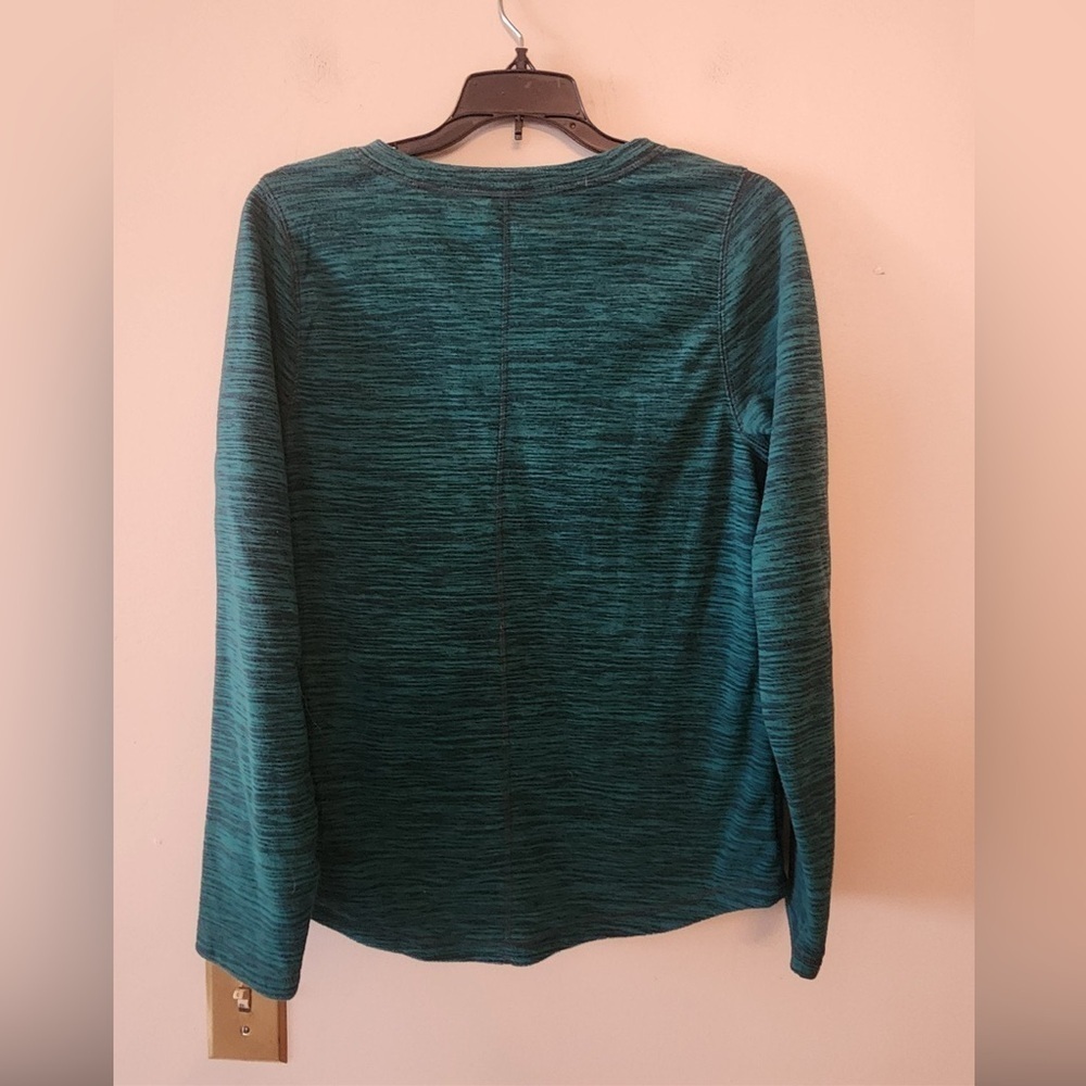 St johns bay lightweight Fuzzy classic v neck sweater green size xs - Picture 4 of 4